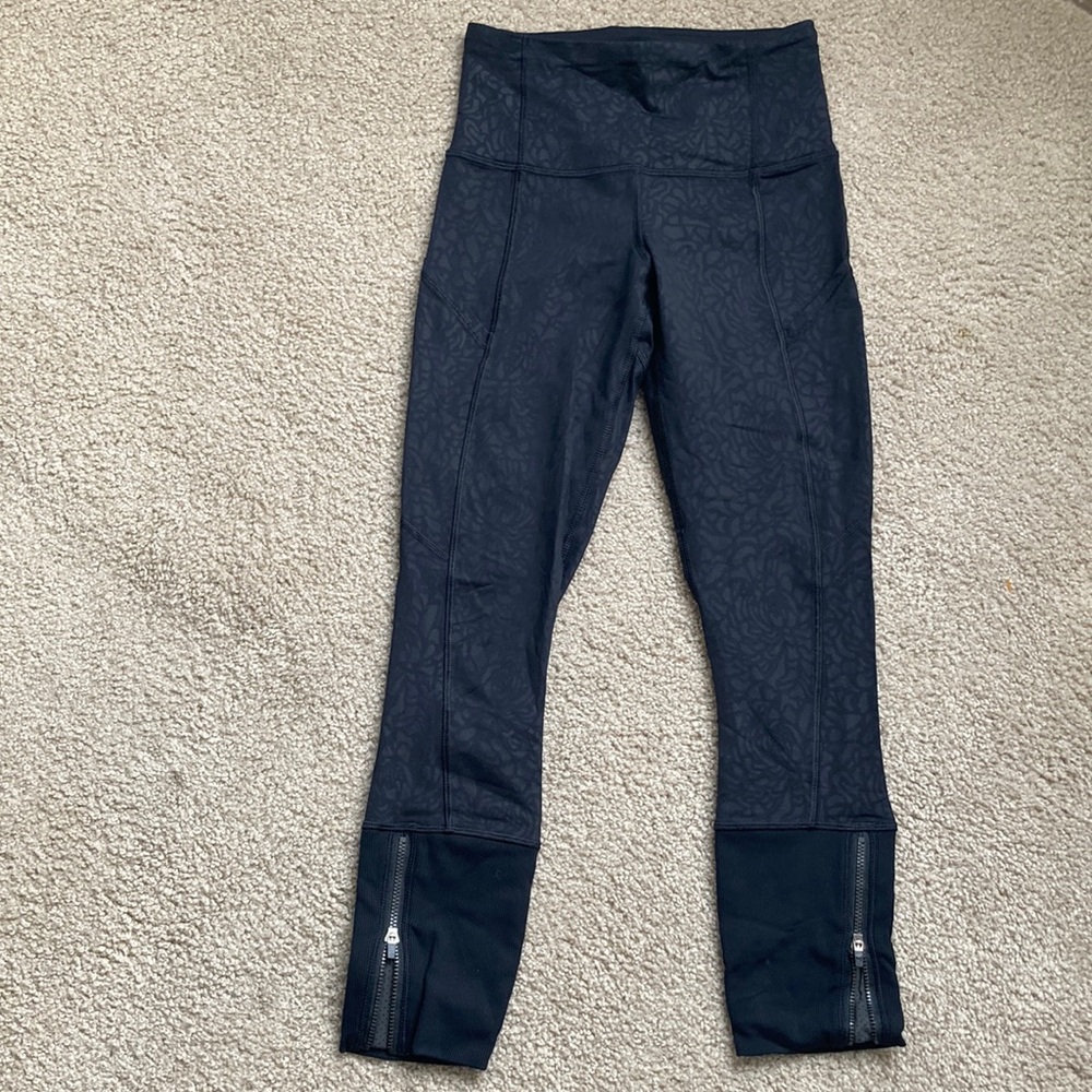 Black Lululemon Leggings with Zipper Detail